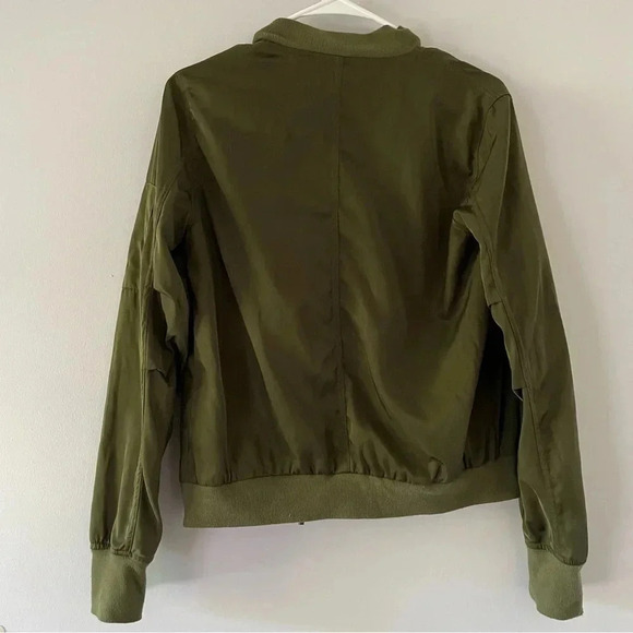 Francescas Olive Bomber Jacket Womens Size 2 Military Chic Streetwear - Picture 3 of 5